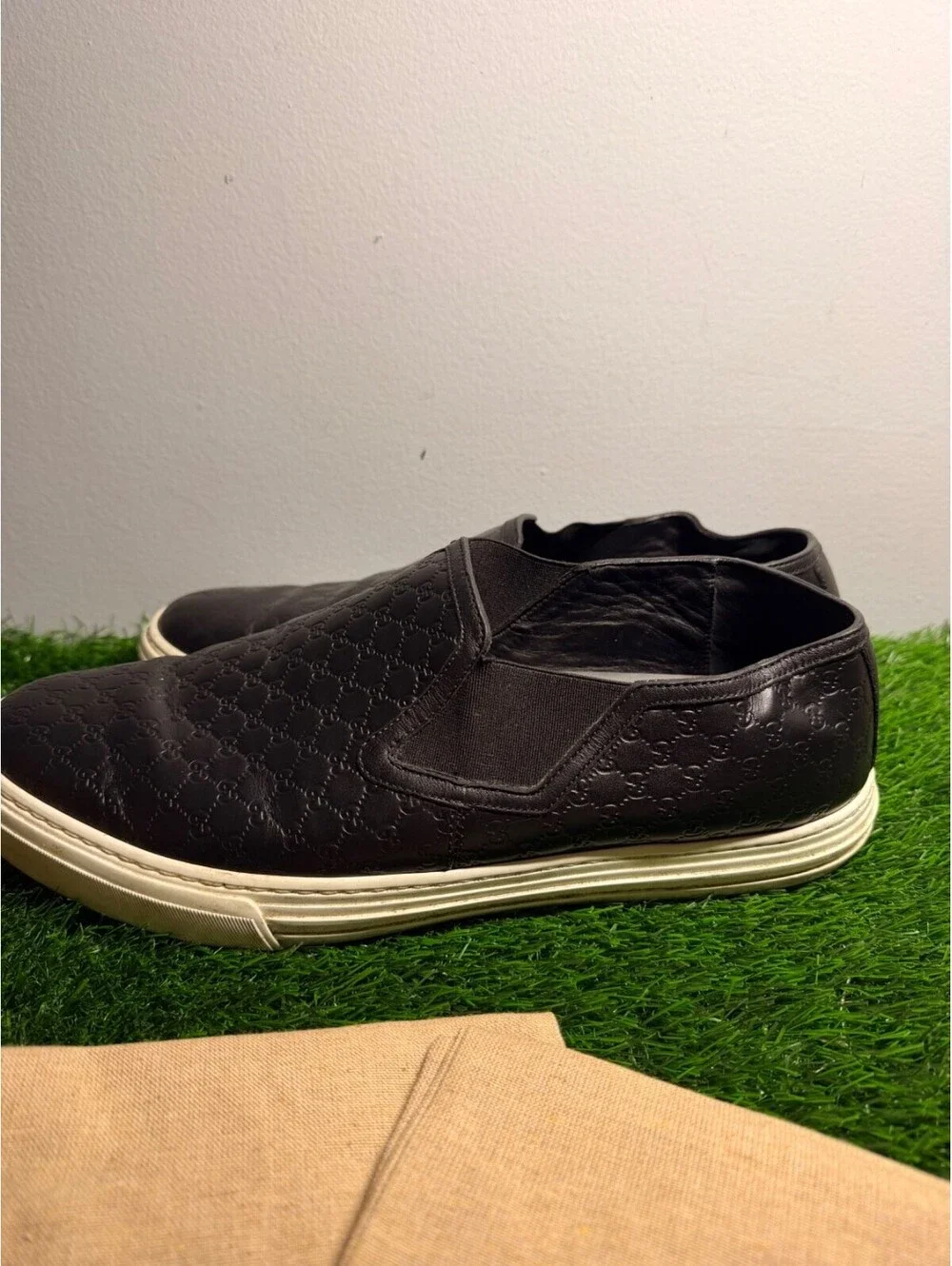 Gucci Microguccissima Monogram Leather Slip-Ons Size 9.5